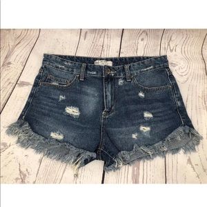 We The Free People Cut Off Denim Shorts Distressed
